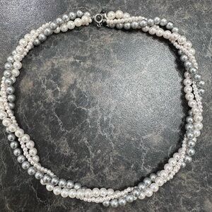 Sophisticated Silver and White Pearl Necklace